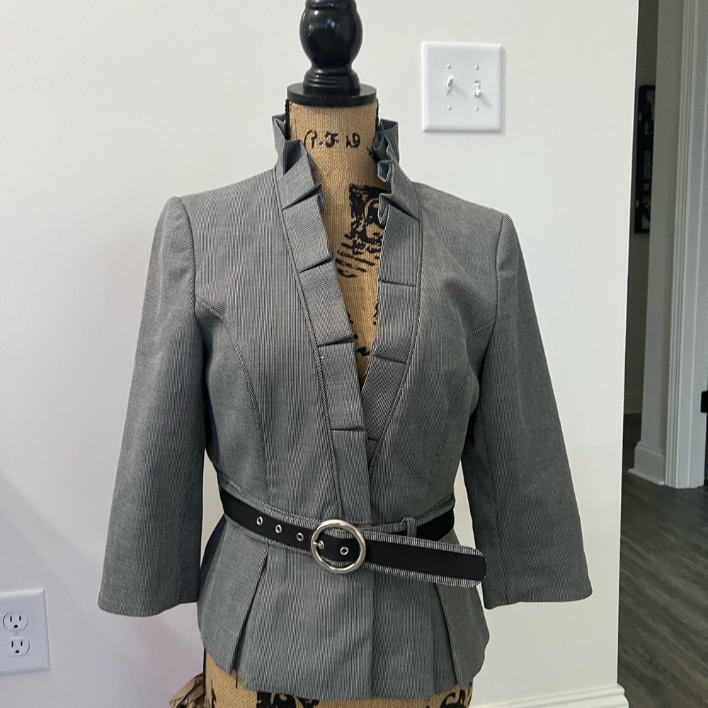 White House Black Market Gray Belted Blazer